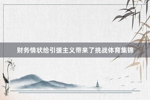 财务情状给引援主义带来了挑战体育集锦