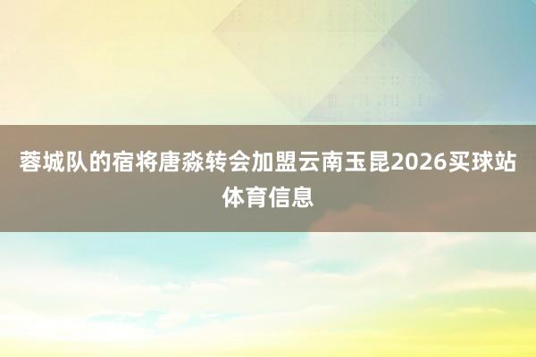 蓉城队的宿将唐淼转会加盟云南玉昆2026买球站体育信息