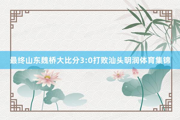 最终山东魏桥大比分3:0打败汕头明润体育集锦