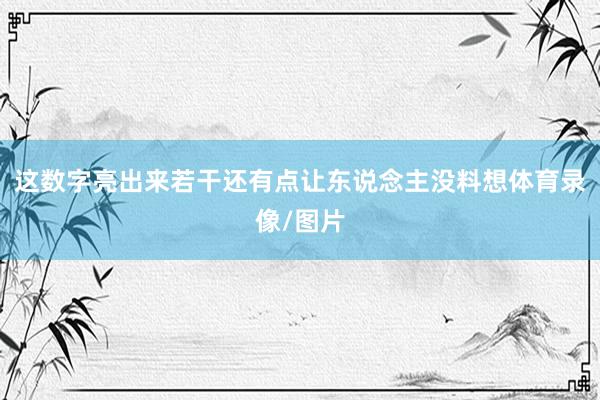 这数字亮出来若干还有点让东说念主没料想体育录像/图片