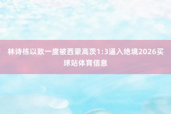 林诗栋以致一度被西蒙高茨1:3逼入绝境2026买球站体育信息