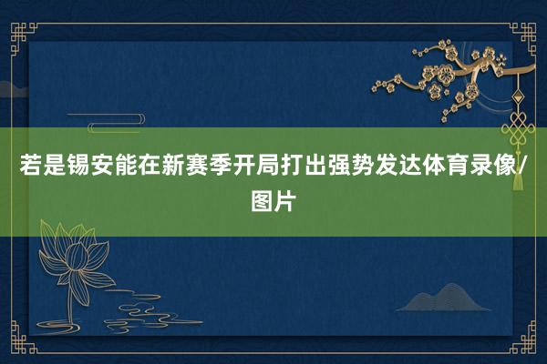 若是锡安能在新赛季开局打出强势发达体育录像/图片